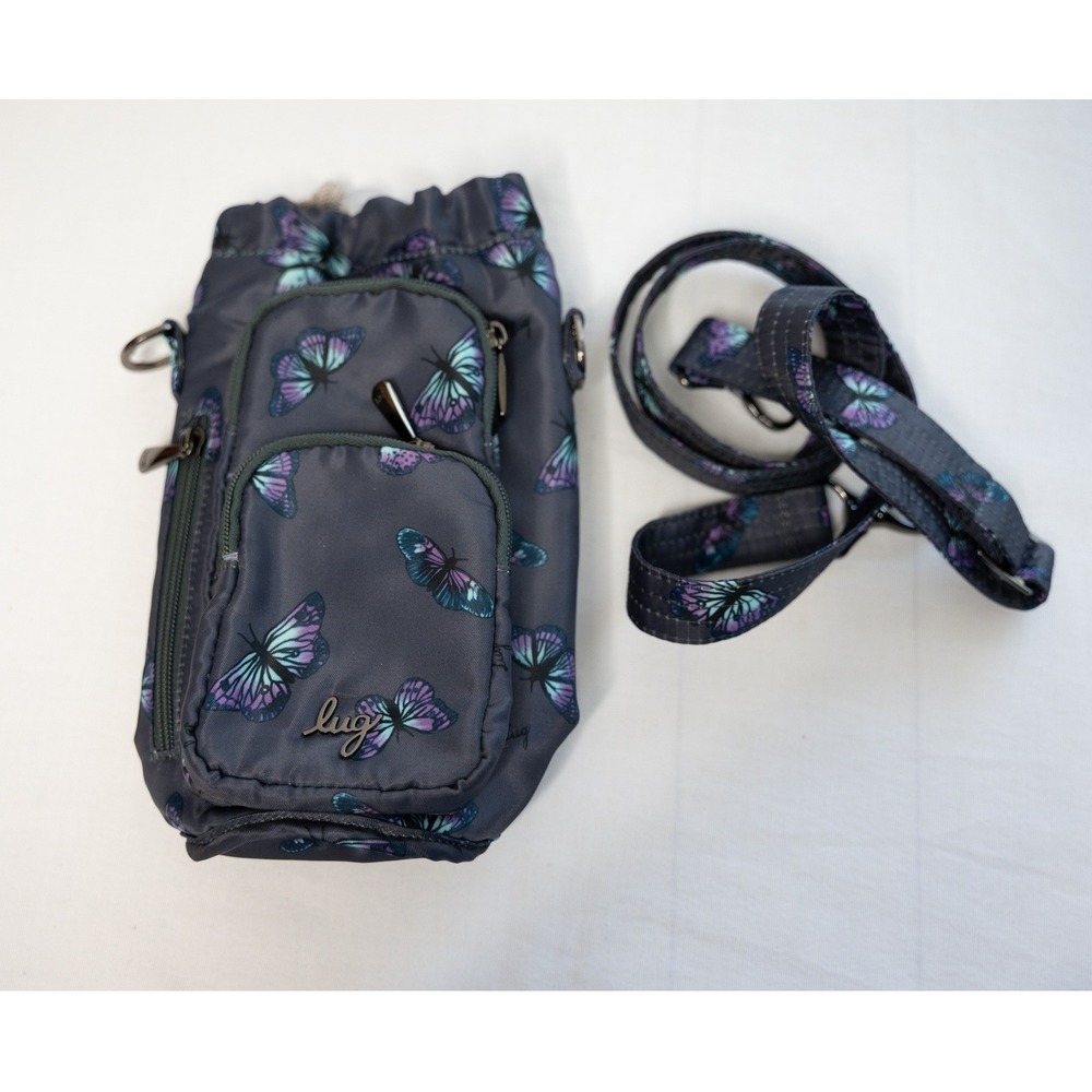 Lug Huggie SE Water Bottle Holder Gray Butterfly Excellent Insulated Crossbody